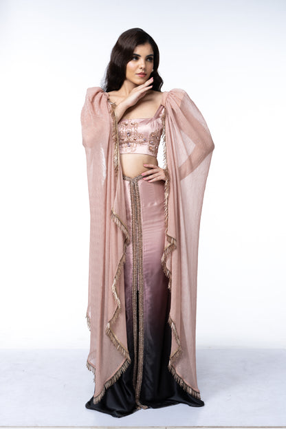 Mermaid Skirt with Blouse, Cape & Detachable Sleeve Drapes